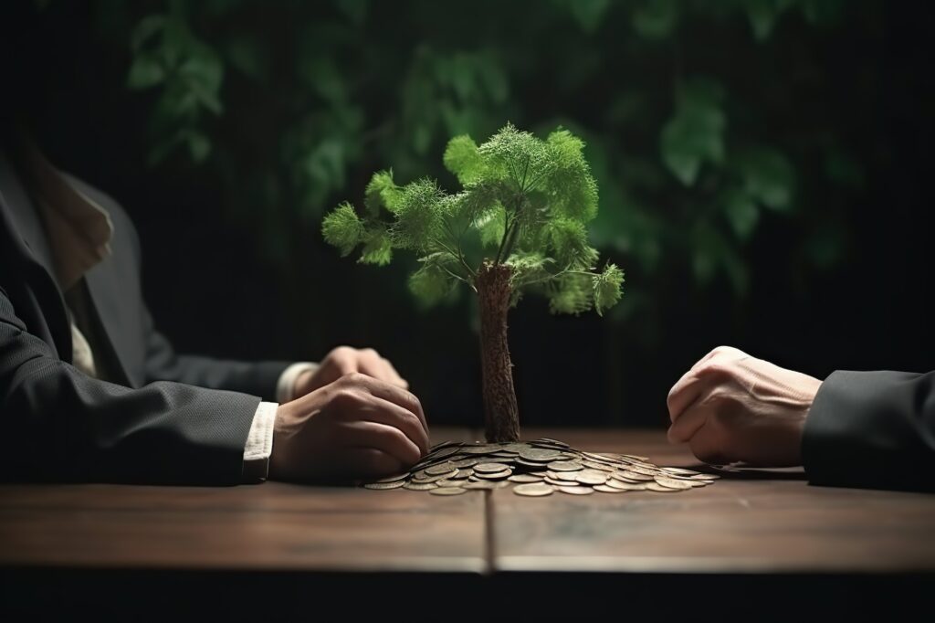 Financial Growth: Photo of a Businessman Planting a Money Tree for Prosperity